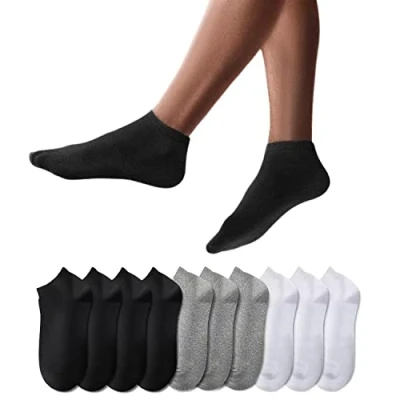 Abbildung von YouShow Sneaker Socken Herren Damen 10 Paar Kurze Halbsocken Quarter Baumwolle Unisex (39 42, Schwarz Weiß Grau)