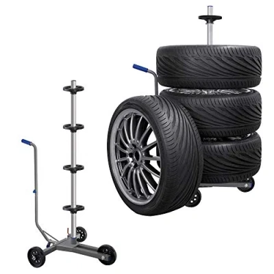 Abbildung von AUTONIK 113310 Felgenbaumwagen, bis 225 mm Reifenbreite, fahrbar, farblich sortiert