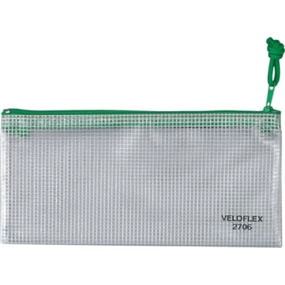 Abbildung von VELOFLEX 2706000 Reißverschlusstasche DIN A6, 1 Stück, 200 x 100 mm, Dokumententasche aus gewebeverstärktem PVC