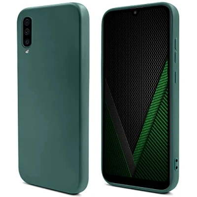 Abbildung von Moozy Lifestyle. Hülle für Samsung A50, Dunkelgrün Premium Silikon Handyhülle Schutzhülle mit Mattem Finish und Weichem Mikrofaserfutter, Phone Cover Case