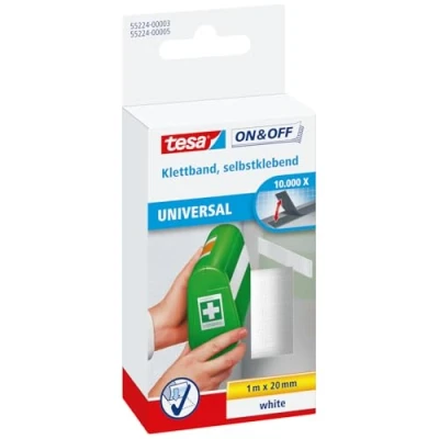 Abbildung von 6 x Tesa Klettband Velcro zum Aufkleben 1m 20mm weiß