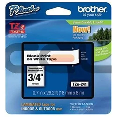 Abbildung von Brother TZE 241CIV Schriftband 18mm schwarz auf weiß, TZE241CIV, white