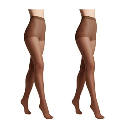 Abbildung von Conte elegant 2er Pack langlebige Damenstrumpfhose Halbmatt SOLO 20 DEN Damen Feinstrumpfhose Strumpfhose mit markiertem Höschenteil Einfarbig Farbe Mocca Größe 6