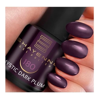 Abbildung von SHAYENNE MADE in GERMANY Shellac Gel Nagellack 15 ml für UV LED Lampe 180 Mystic Dark Plum Lila Nail Polish for Lamp Nagel Lack Gellack Nagelgel