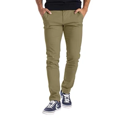 Abbildung von BlauerHafen Herren Designer Chino Hose Stretch Stoff Chinohose Slim Fit Casual Trousers (34W / 30L, Beige)