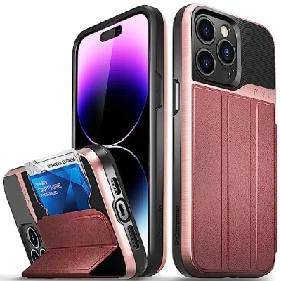 Abbildung von VENA vCommute Brieftasche Hülle für Apple iPhone 14 Pro Max (6.7&quot; inch), (Military Grade, Kartenfach) HandyHülle mit Standfunktion, Leder Flip Etui Schutzhülle (Rot)