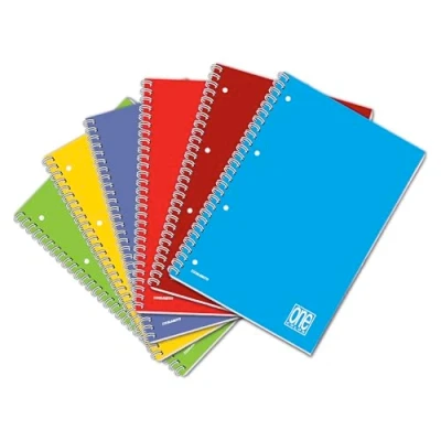 Abbildung von Blasetti One Color A4 spiralgebundener Notizblock, Lineatur 1R (Linien ohne Rand) mit Abheftlöchern, 6er Pack, 80 g Papier, einfarbiger Kartoneinband