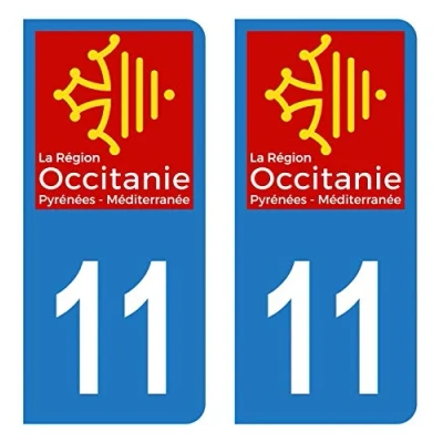 Abbildung von Hadexia Aufkleber für Nummernschild, Auto, Departement 11 Aude, Logo Region Okzitanien