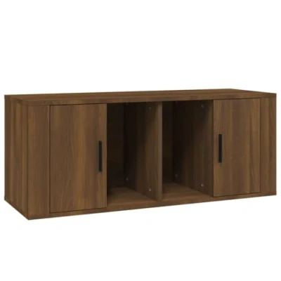 Abbildung von vidaXL TV Schrank Lowboard Möbel Tisch Board Sideboard Fernsehtisch Fernsehschrank HiFi Wohnzimmer Braun Eichen Optik 100x35x40cm Holzwerkstoff