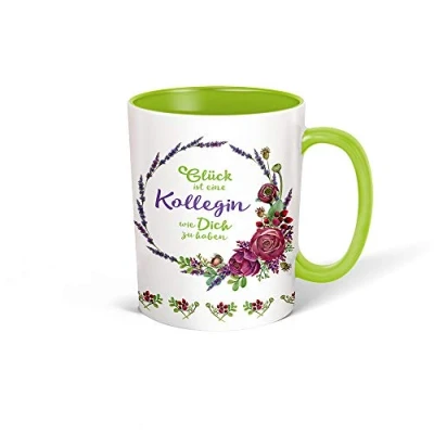 Abbildung von Trötsch Tasse Kranz Kollegin weiß grün: Kaffeetasse Teetasse Geschenkidee Geschenk (Keramiktasse / Blumenkranz)