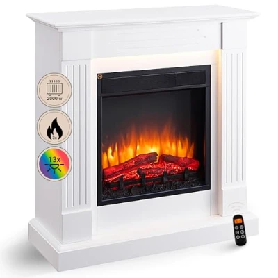 Abbildung von Balderia Elektrokamin Ladina, Standkamin mit Heizung 2000W, LED Beleuchtung 3D Flammeneffekt Fernbedienung Timer Thermostat
