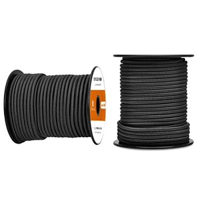 Abbildung von Abma Cord Gummiseil Expanderseil 4mm 30M Gummischnur UV Beständig Planenseil 100% Dehnung Spannseil für Plane, Anhängerplane, Sonnensegel, Zelte, Banner Schwarz