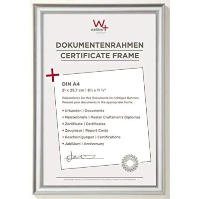 Abbildung von walther design Bilderrahmen silber 21 x 29,7 cm (DIN A4) Trendstyle Kunststoffrahmen KP130S