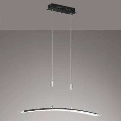 Abbildung von Fischer &amp; Honsel LED Pendelleuchte Metis 1 flammig, Deckenlampe stufenlos dimmbar, Tunable White in 3 Stufen, Höhenverstellbar, Metall Acrylglas, Sandschwarz Nickelfarben, 90x9cm, 60554
