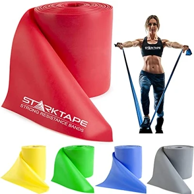 Abbildung von Starktape Resistance Bands Widerstandsbänder Latexfrei Fitnessbänder für Home Training, Physiotherapie, Pilates, Krafttraining und Rehabilitation Rot, 46 Meter