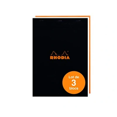 Abbildung von Rhodia 182019AMZC Set mit 3 Notizblöcken N18 DIN A4 (21x29,7 cm), kopfseitig geheftet, 80 Blatt mikroperforiert, kariert, Clairefontaine Papier weiß 80g, Cover sortiert, Stück