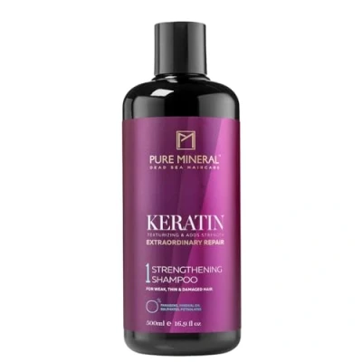 Abbildung von Pure Mineral Keratin Shampoo für glatte und glänzende Haare Reparierend, nährend, Anti Frizz Ohne Sulfate, Parabene, Petrolate 500ml