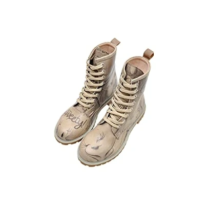 Abbildung von Dogo Schnürstiefelette, Damen, Größe: 37, Beige Schuhe