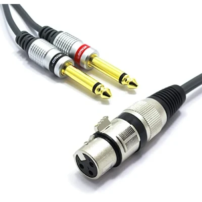 Abbildung von VITALCO XLR Busche auf 2x 6.3mm TS Klinke Kabel 3m Mikrofonkabel 3 Polig Weiblich Mono Klinkenstecker Audio Adapter
