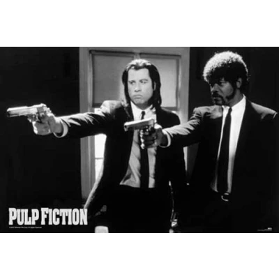 Abbildung von Pulp Fiction Guns FilmMaxi Poster, Druck, Poster Kino Movie Quentin Tarantino Uma Thurman John Travolta Grösse 91,5x61 cm