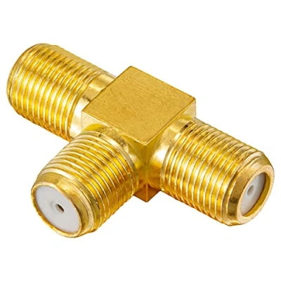 Abbildung von HB digital TV Splitter Sat BK Kabel Verteiler T Adapter 2 Fach Wege / 5 2400 MHz &amp; vergoldet DVB S S2 FM UKW Kabelfernsehen C Antennen 3X F Buchse weiblich
