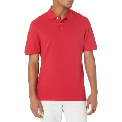 Abbildung von Amazon Essentials Herren Piqué Poloshirt aus Baumwolle, Schmale Passform, Rot, S