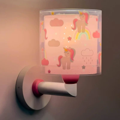 Abbildung von Dalber kinder Wandlampe, Kinderlampe Wandleuchte Einhörner Tiere Unicorns, zimmer leuchte lampenschirm, Rosa