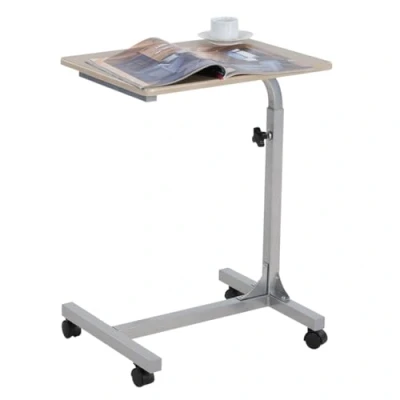 Abbildung von MEUBLE COSY Laptoptisch Höhenverstellbar mit Rollen Laptopständer Beistelltisch Sofatisch Nachttisch, Gestell aus Metall, Tischplatte Holz, Eiche, 48x37x79 cm