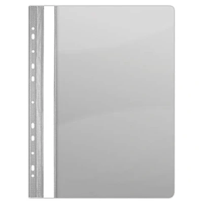Abbildung von DONAU 1704001PL 13 Plastik Schnellhefter Gelocht A4 Grau, Sichthefter Kunststoff Strapazierfähigem PVC Hart Glasklares Deckblatt Klemmmappe für Büro und Schule, Eurolochung 10er Pack