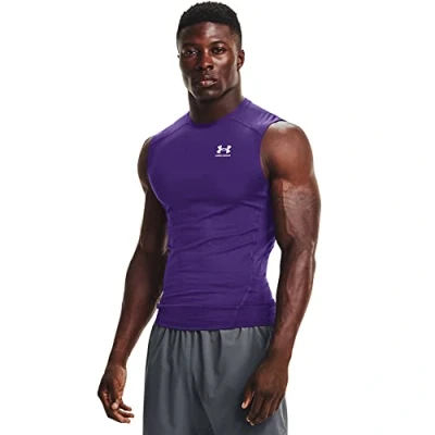 Abbildung von Under Armour Men&#039;s HeatGear Compression Sleeveless T Shirt, Purple (500)/White, XX Large