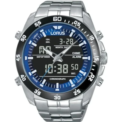 Abbildung von Lorus Herren Analog Digital Quarz Uhr mit Metall Armband RW629AX5, Schwarz