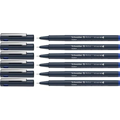 Abbildung von Schneider Pictus Fineliner (Strichstärke 0,3 mm, dokumentenechte Pigmentliner, metallgefasste Spitze, Gehäuse aus 85% recyceltem Kunststoff) 6er Pack, blau