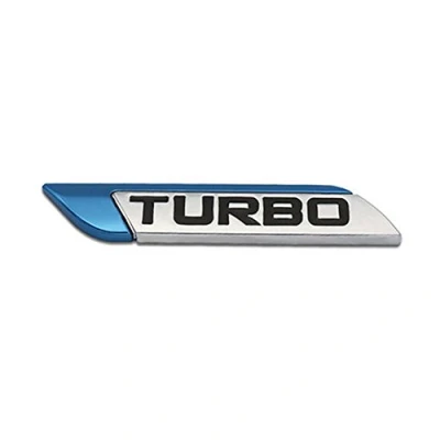 Abbildung von DSYCAR 3D Metall TURBO Turbocharged Auto Aufkleber Logo Emblem Abzeichen Styling DIY Dekoration Zubehör für Universal Cars Moto Fahrrad Dekorative (Blau)