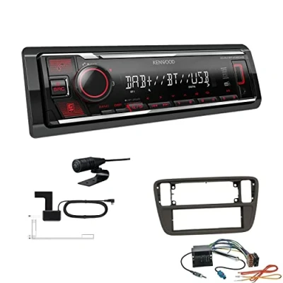 Abbildung von Kenwood KMM BT408DAB 1 DIN Digital Media Receiver Autoradio DAB+ Bluetooth USB Einbauset passend für Seat MII ab 2011 schwarz