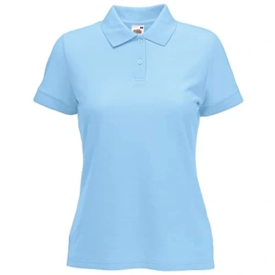 Abbildung von Fruit of the Loom Damen Lady Fit 65/35 Pique Polo Shirt, Pastellblau, Gr.M