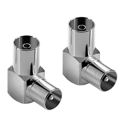 Abbildung von Poppstar Antennen Winkeladapter (90 Grad gewinkelt) TV Adapter, IEC Antennenstecker auf Buchse Winkelstecker für Antennenanschlüsse