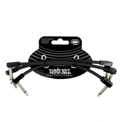 Abbildung von Ernie Ball Flex Patch Kabel 15 cm Schwarz 3er Pack