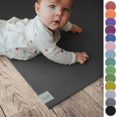 Abbildung von Sanosoft® Krabbelmatte Made in Germany, Öko Tex Anti Rutsch Krabbelunterlage 160cm X 180cm Grau