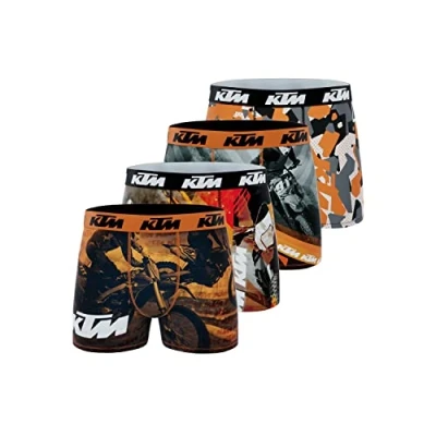 Abbildung von Unterhosen Männer Stretch, Boxershorts Herren, Kreuzen, Bewegungsfreiheit (4er Pack), Grau/Orange/Schwarz, 2XL