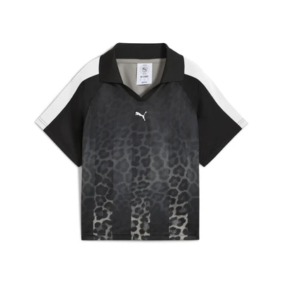 Abbildung von Puma T7 Leo Luxe Relaxed Fußballtrikot Damen Mit Animal Print Black/Aop Größe: S