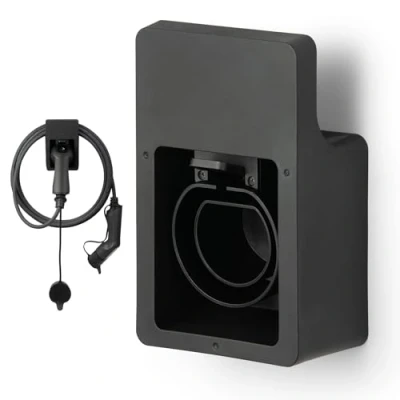 Abbildung von Green Wallbox Ladekabel typ 2 Wandhalterung Wandhalter für Elektroauto mit IEC 62196 Stecker Halterung ABS EV (mit Kabelhalterung)