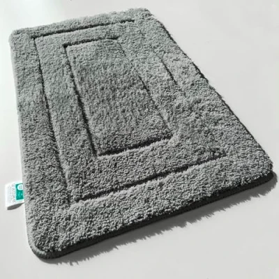 Abbildung von KARAT Badteppich Atlantis extra flauschig &amp; schnelltrocknend Badezimmerteppich mit rutschsicherer Rückseite Badematte Duschvorleger (60 x 100 cm, Dunkelgrau)