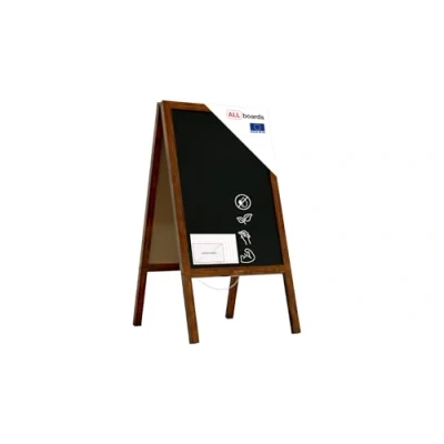 Abbildung von ALLboards Kundenstopper mit lackiertem Holzrahmen 118x61cm, Werbetafel, Gehwegaufsteller, Aufsteller, Straßenreiter, Kreide