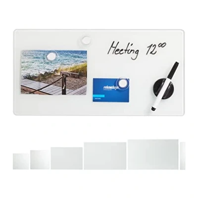 Abbildung von relaxdays Magnettafel Glas Magnetboard Weiß, 20 x 40 cm