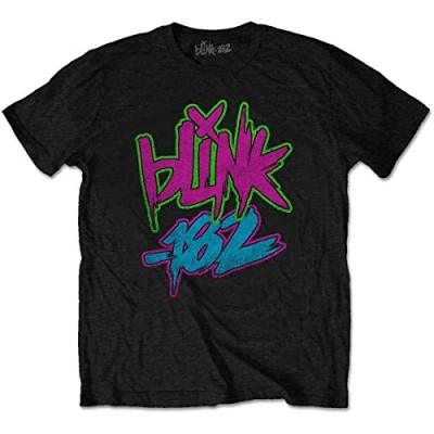 Abbildung von Blink 182 T Shirt Neon Hi Build Band Logo Nue offiziell Unisex Schwarz L