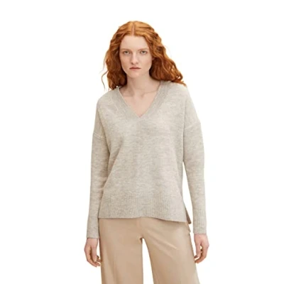 Abbildung von TOM Tailor Denim COSY Vneck Strickpullover Cloud grey, Damen, Größe: XS, grey