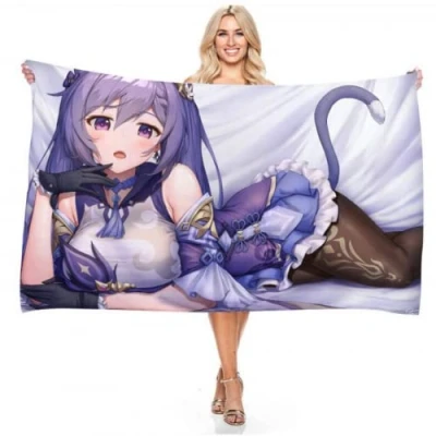 Abbildung von Genshin Impat,Strandtuch Badetuch,Mikrofaser Strandtuch 70x150 Cm Kinderhandtuch Mit Namen,Anime Badetuch Handtuch,bademantel (C,70x140cm)