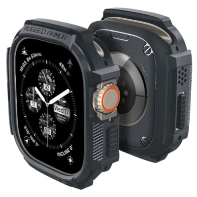 Abbildung von Spigen Rugged Armor Hülle Kompatibel mit Apple Watch Ultra 2 (2023) / (2022) 49mm Dunkel Grau