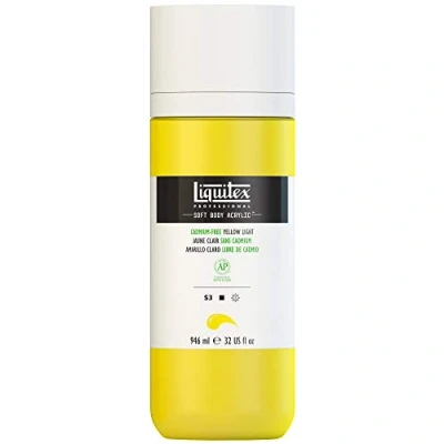 Abbildung von Liquitex 1946889 Professional Acrylfarbe Soft Body Künstlerfarbe in cremiger deckender Konsistenz, hohe Pigmentierung, lichtecht &amp; alterungsbeständig, 946ml Flasche Kadmiumfrei Gelb Hell