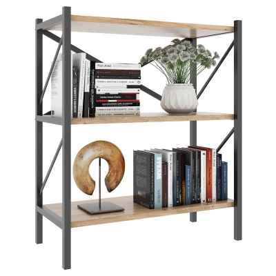 Abbildung von VCM Standregal Holz Metall Stand Regal Büro Bücher Insasi 2fach, 1 tlg.